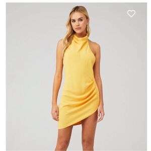 Amanda Uprichard Yellow Asymmetrical Ruched Cocktail Dress